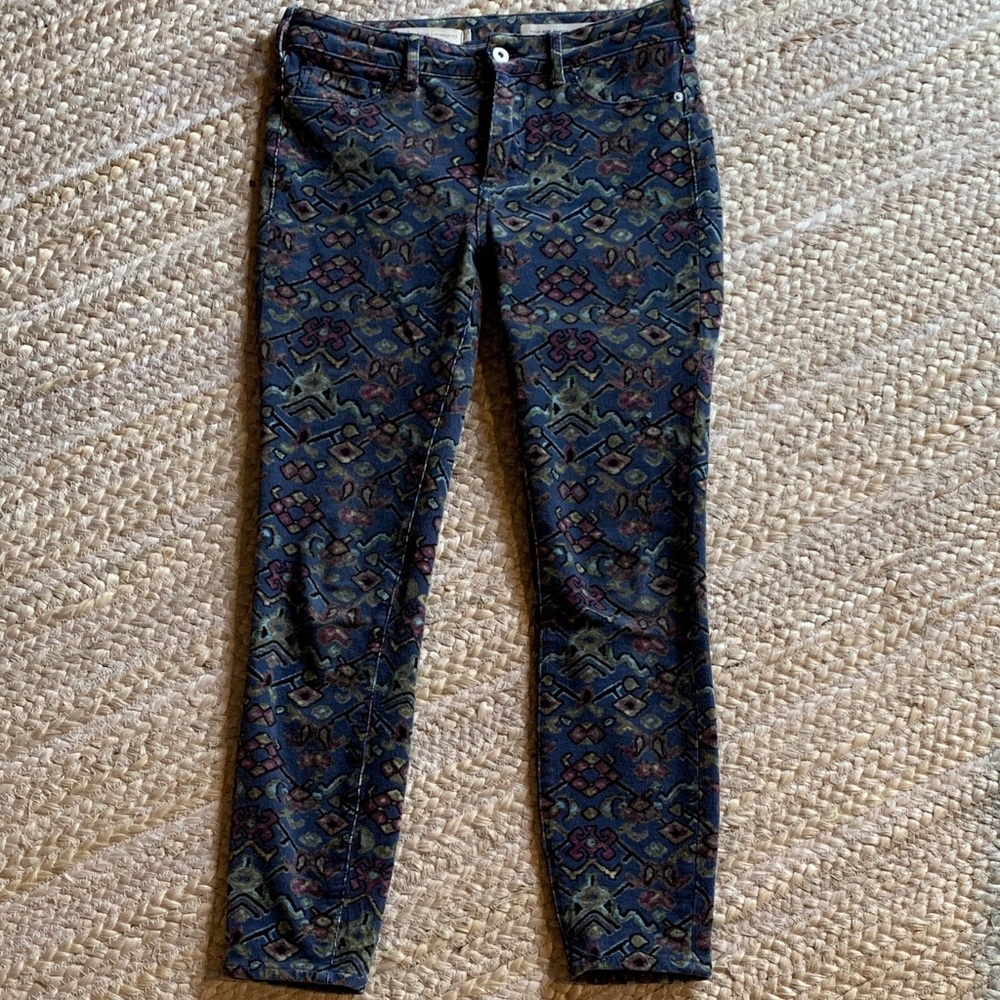 Pilcro and the Letterpress High-Rise Skinny Pants - Blue & Pink Corduroy size 27